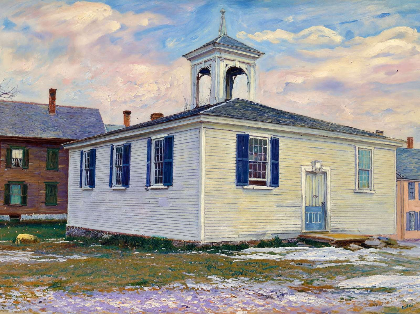 Erudition School Bath Maine in 1905 Art Print (7 Sizes) - Retouched