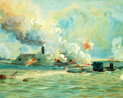 Battle Between the Monitor and Merrimac art print