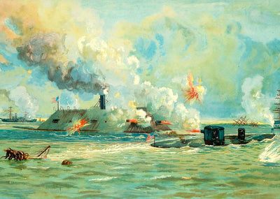 Battle Between the Monitor and Merrimac in 1907 Art Print (7 Sizes)