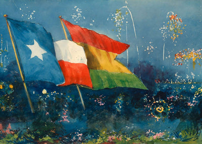 San Antonio Battle of Flowers Flags in 1908 Art Print (7 Sizes) - Acid Free