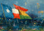 San Antonio Battle of Flowers Flags in 1908 Art Print (7 Sizes) - Acid Free