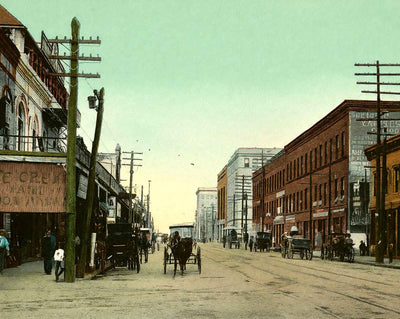 Bay Street in Jacksonville in 1907 vintage print
