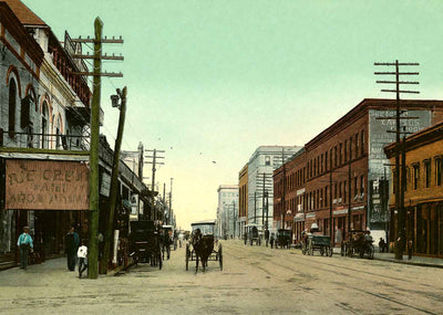 Bay Street Jacksonville FL in 1907 Vintage Print (7 Sizes) - Enhanced