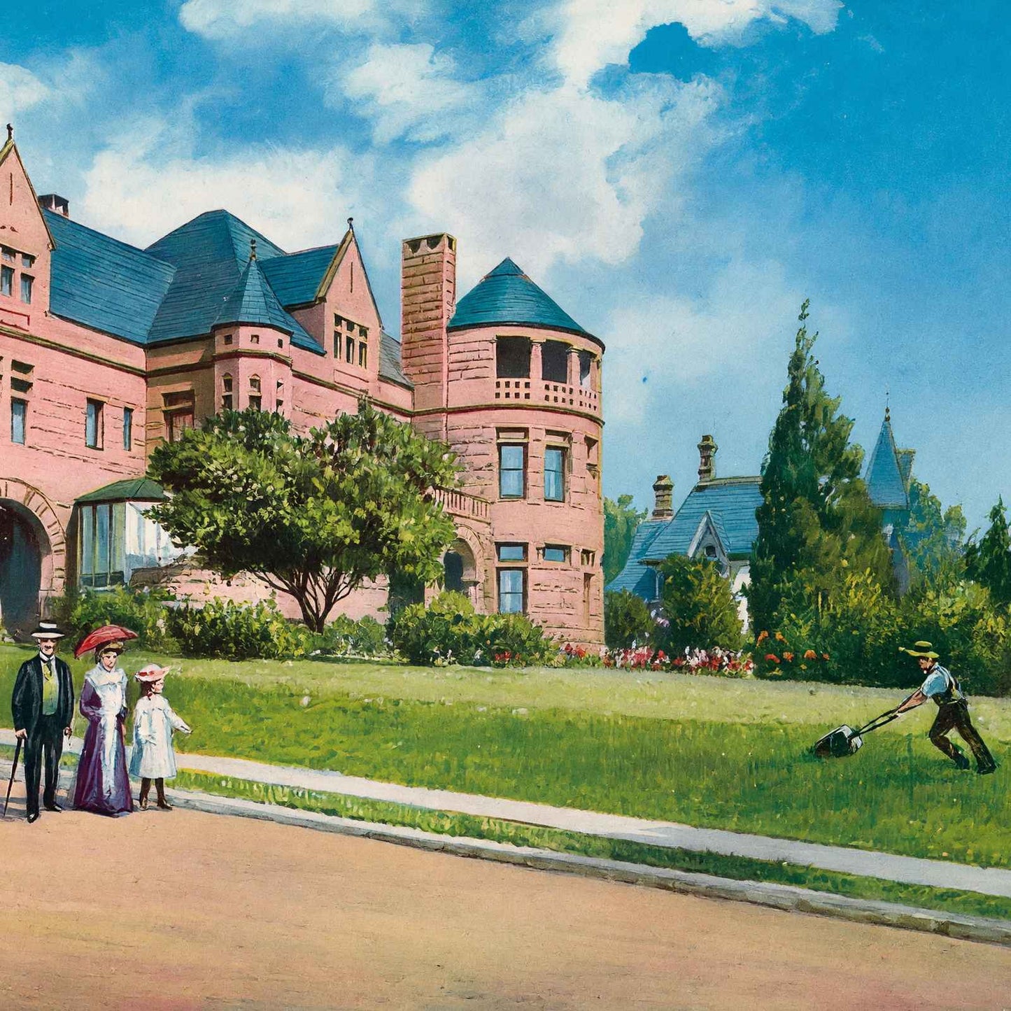 A Beautiful Western Home in 1908 Vintage Print (7 Sizes) - Reproduction