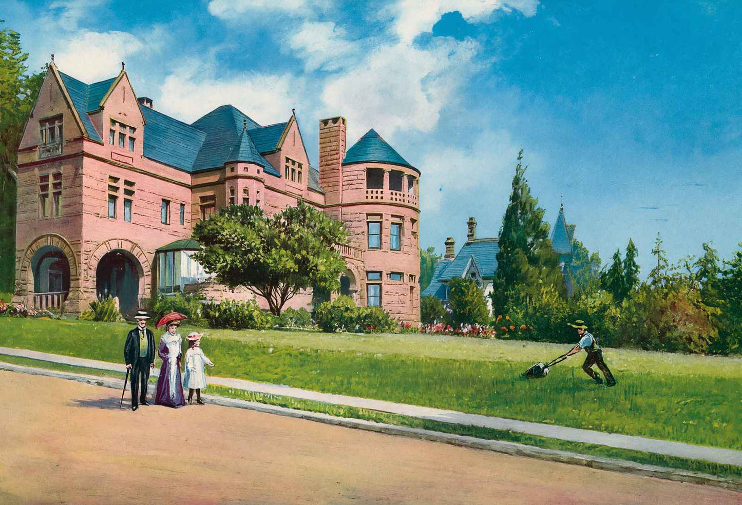 A Beautiful Western Home in 1908 Vintage Print (7 Sizes) - Reproduction