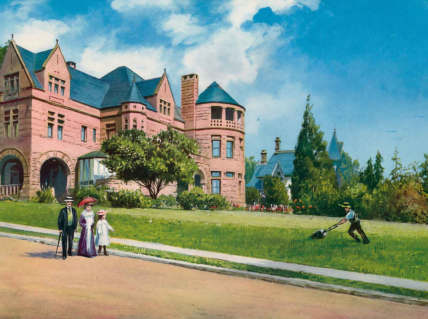 A Beautiful Western Home in 1908 Vintage Print (7 Sizes) - Reproduction