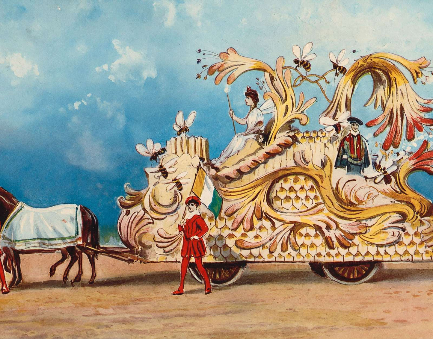 Beehive Float Houston Carnival 1907 Vintage Print (7 Sizes) - Premium Quality