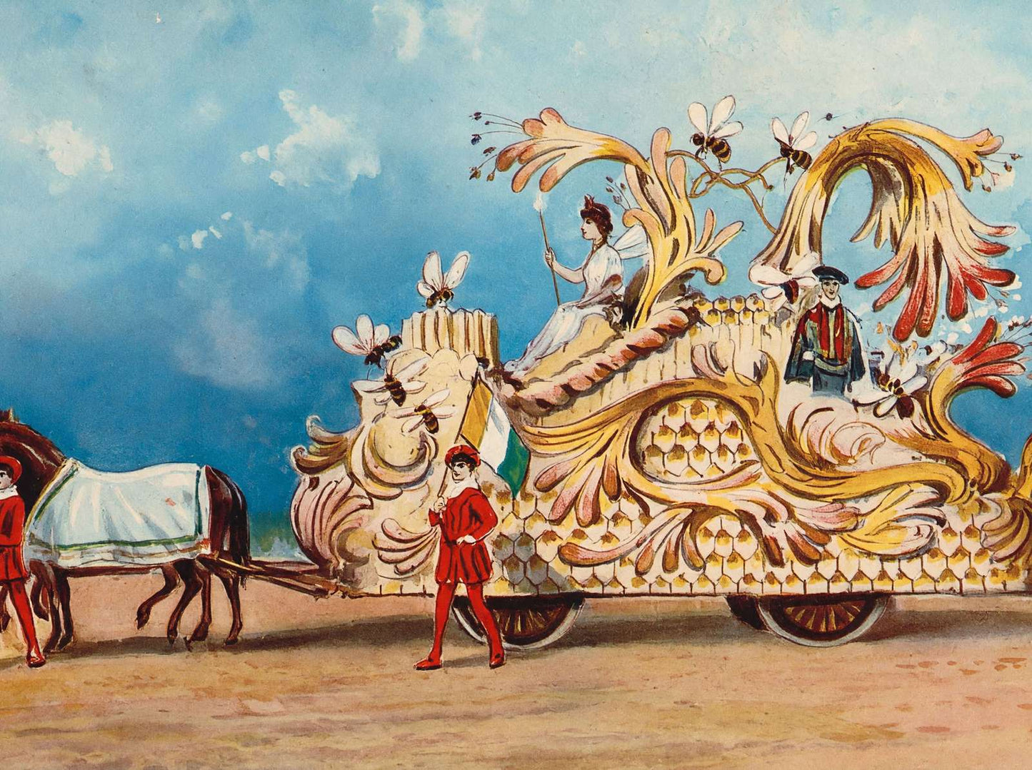 Beehive Float Houston Carnival 1907 Vintage Print (7 Sizes) - Premium Quality