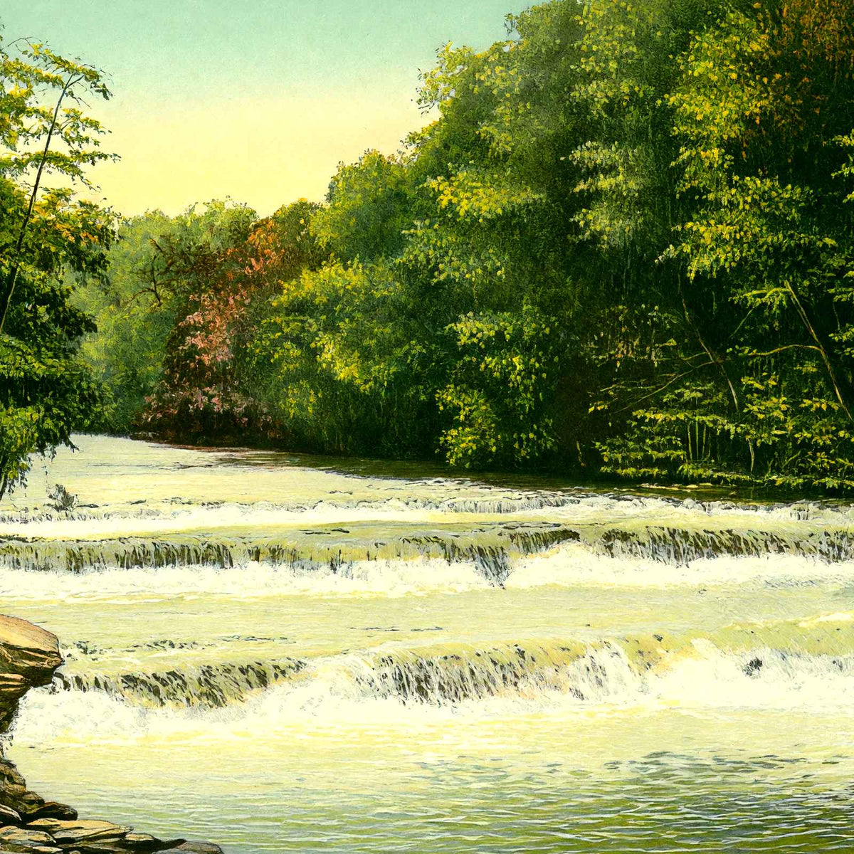 Big Falls Cuyahoga River Akron in 1907 Vintage Print (7 Sizes) - Restored