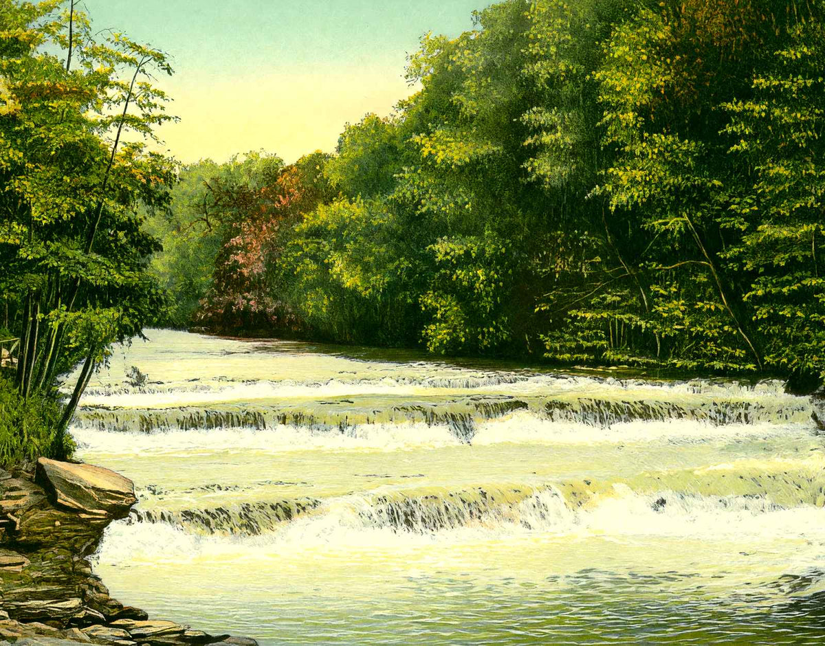 Big Falls Cuyahoga River Akron in 1907 Vintage Print (7 Sizes) - Restored