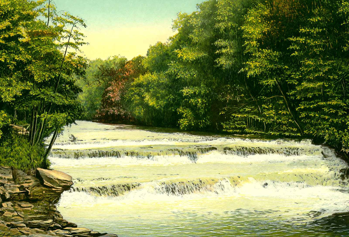 Big Falls Cuyahoga River Akron in 1907 Vintage Print (7 Sizes) - Restored