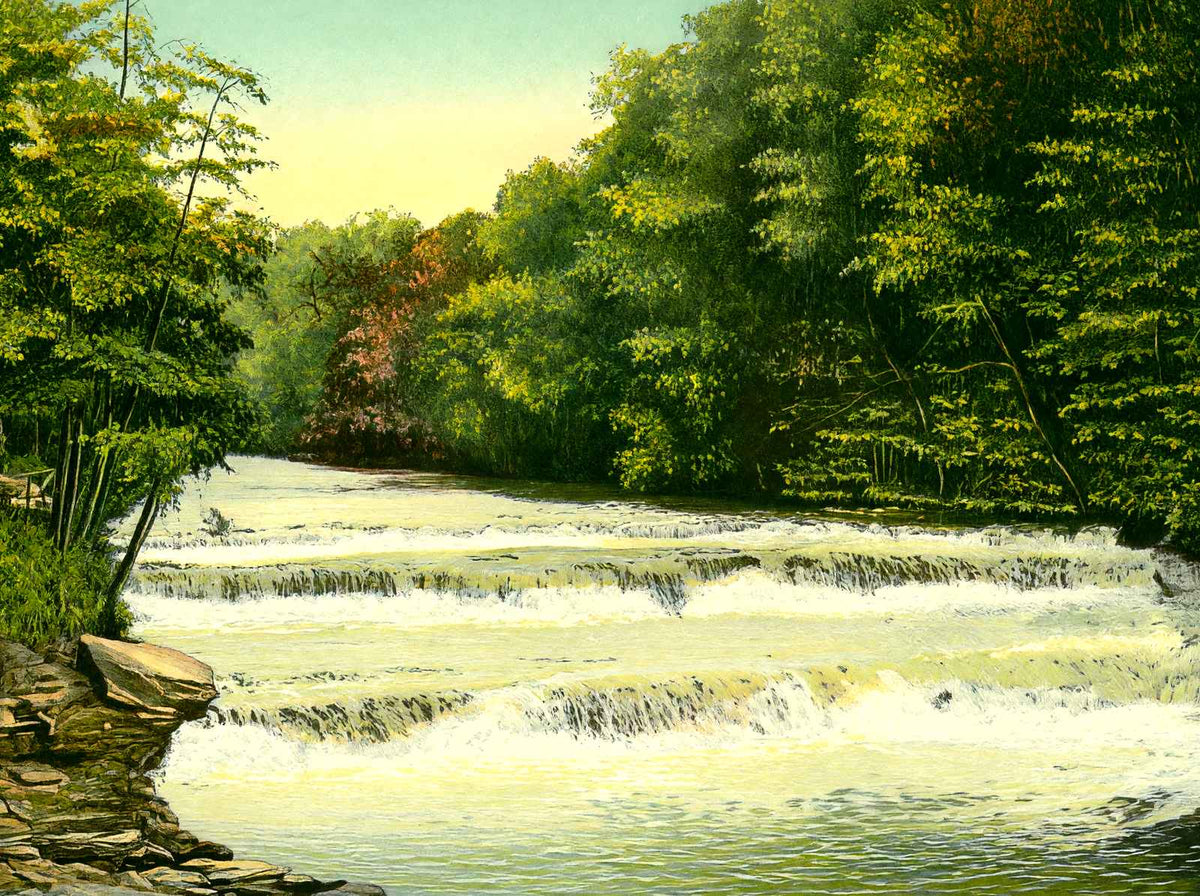 Big Falls Cuyahoga River Akron in 1907 Vintage Print (7 Sizes) - Restored