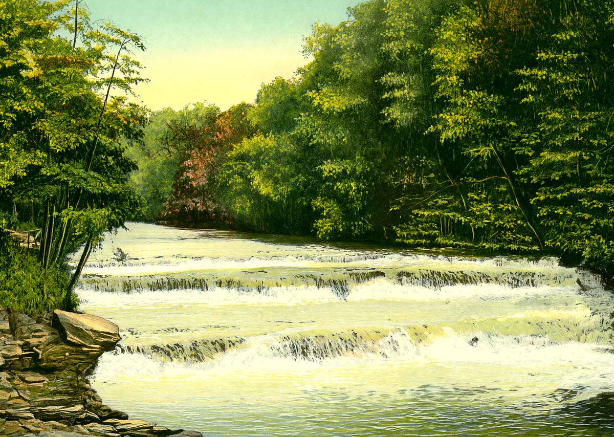 Big Falls Cuyahoga River Akron in 1907 Vintage Print (7 Sizes) - Restored