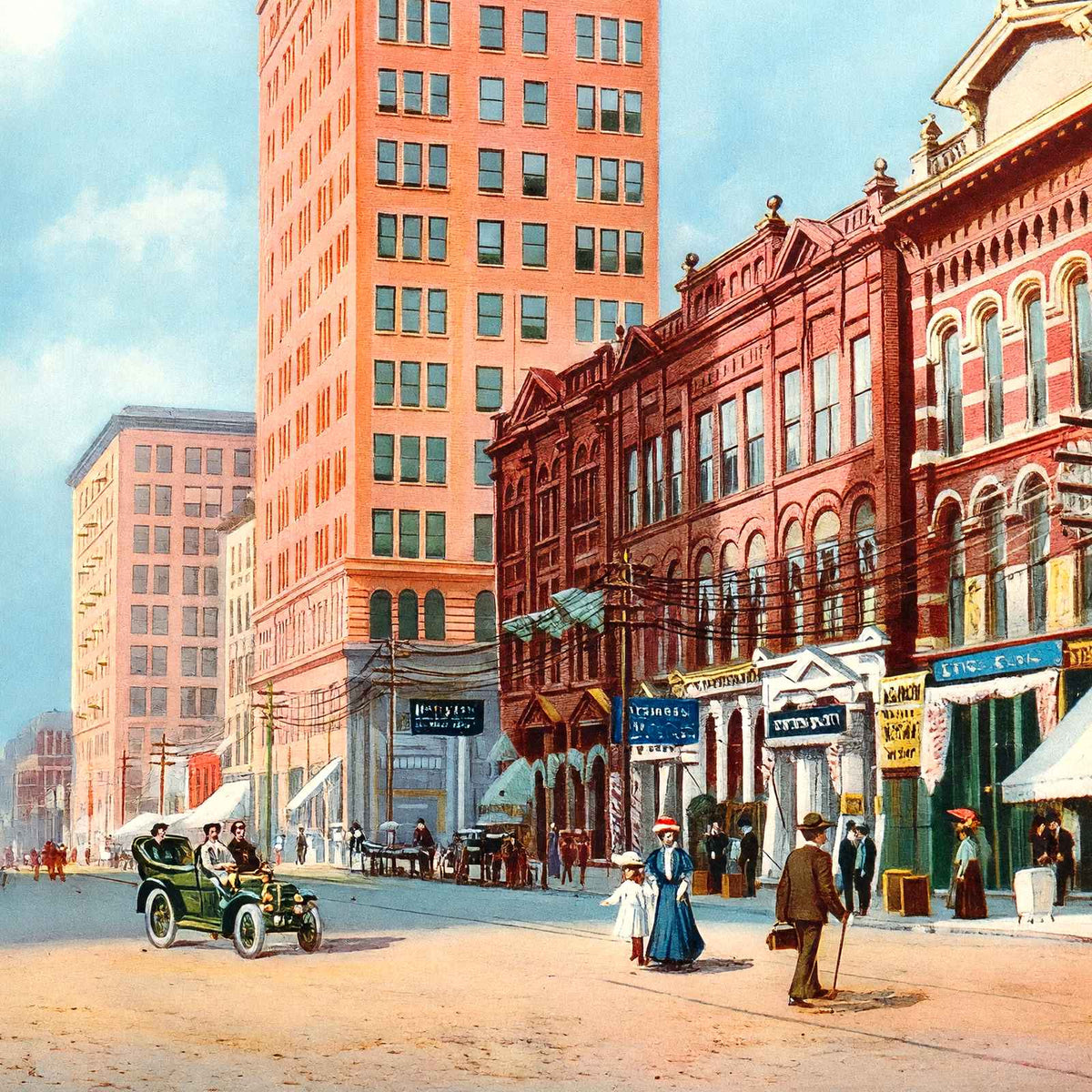 20th St North from Morris Ave, Brown-Marx Building, Birmingham 1906 Print