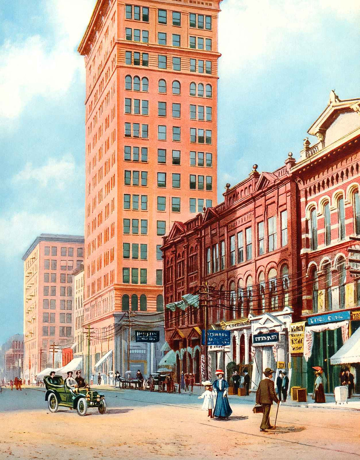 20th St North from Morris Ave, Brown-Marx Building, Birmingham 1906 Print