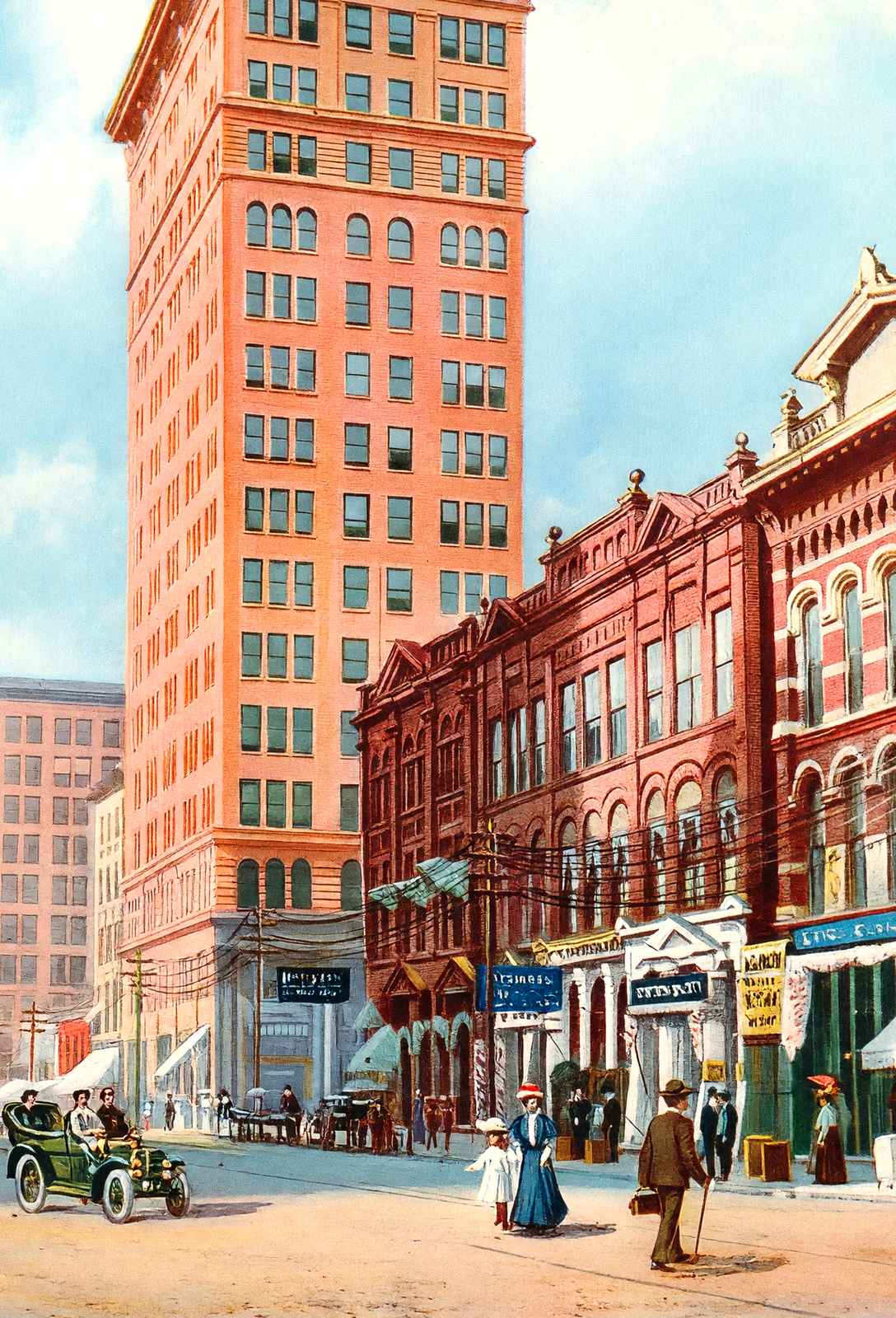 20th St North from Morris Ave, Brown-Marx Building, Birmingham 1906 Print