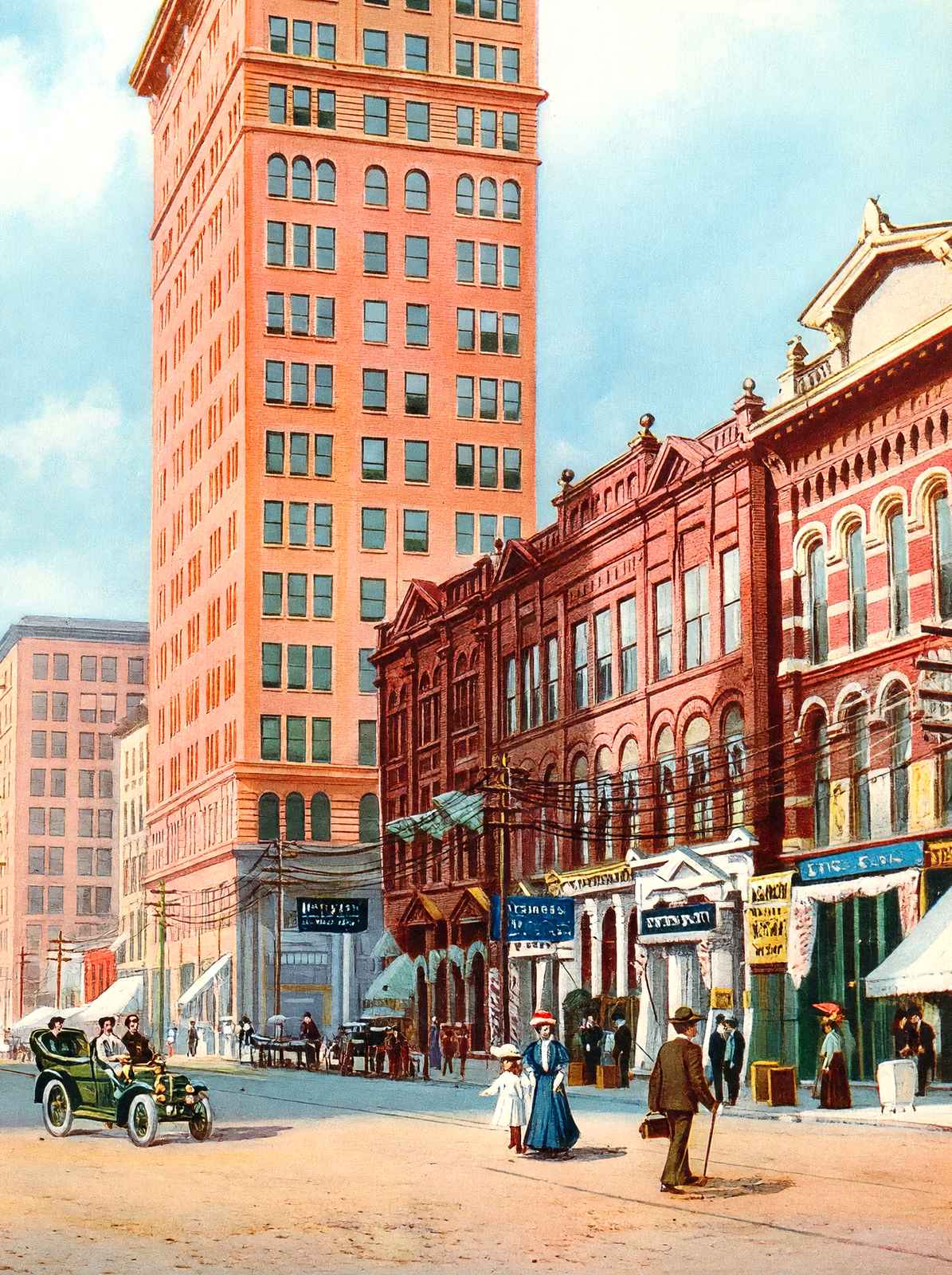 20th St North from Morris Ave, Brown-Marx Building, Birmingham 1906 Print