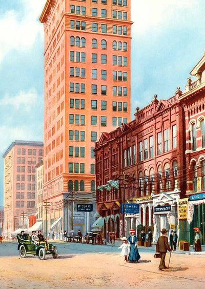 20th St North from Morris Ave, Brown-Marx Building, Birmingham 1906 Print