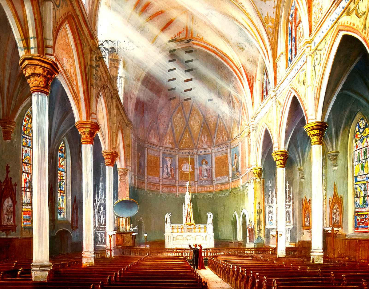 Interior of St Paul's Church Birmingham Alabama in 1906 Vintage Print