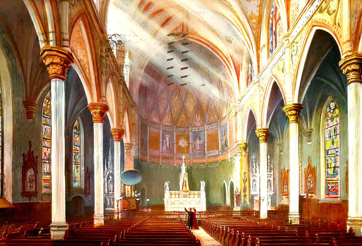 Interior of St Paul's Church Birmingham Alabama in 1906 Vintage Print