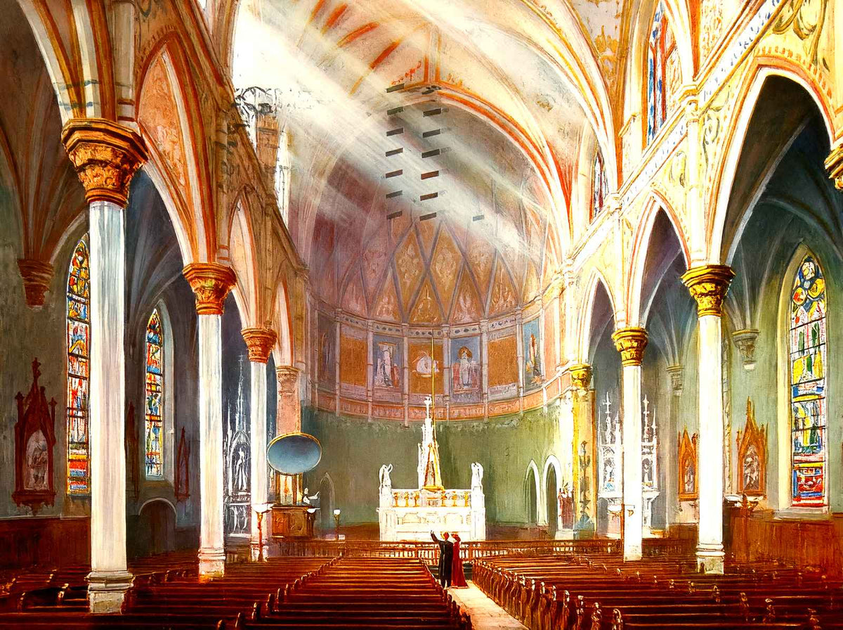 Interior of St Paul's Church Birmingham Alabama in 1906 Vintage Print
