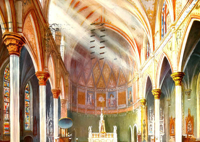 Interior of St Paul's Church Birmingham Alabama in 1906 Vintage Print