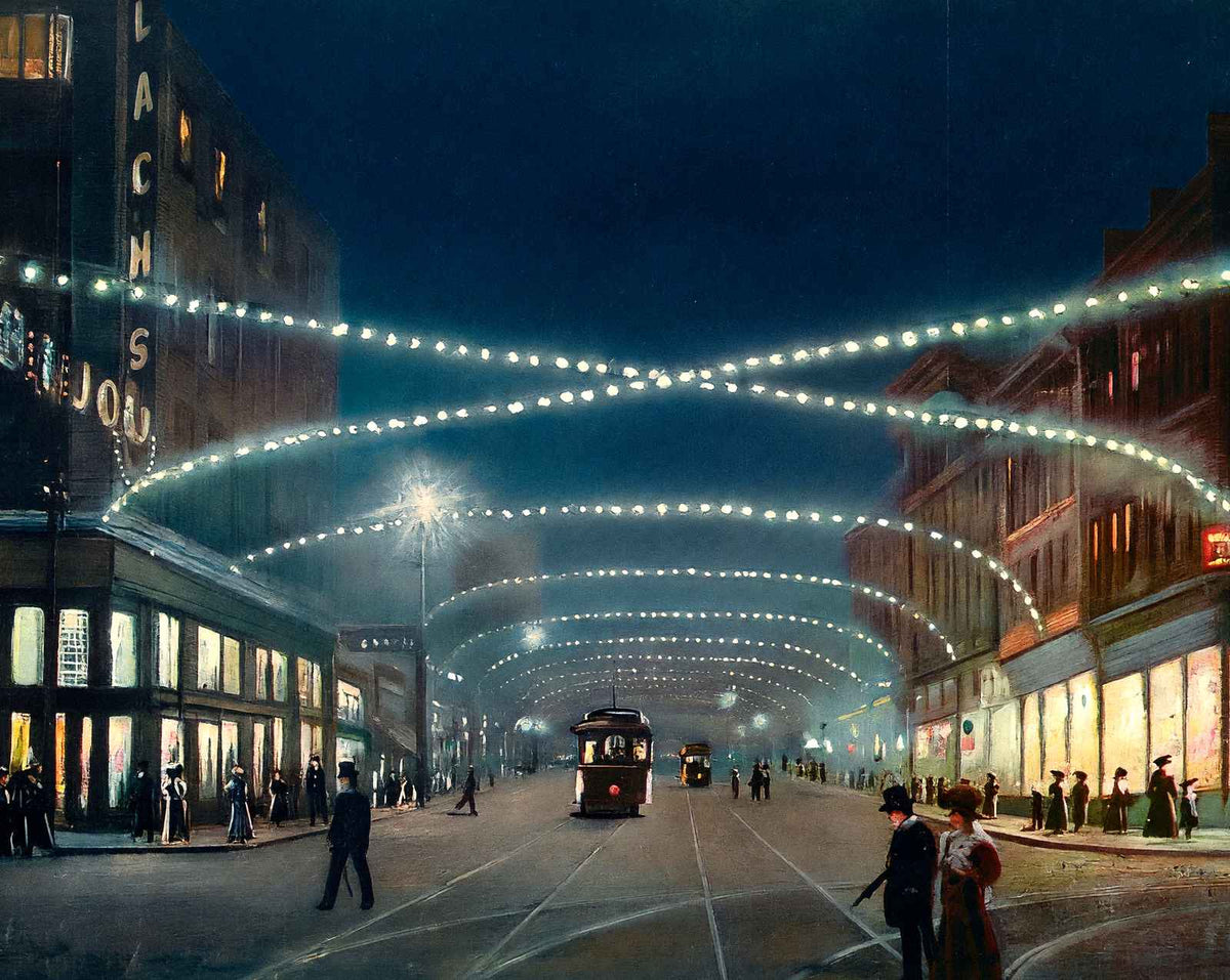 Third Avenue at Night vintage print