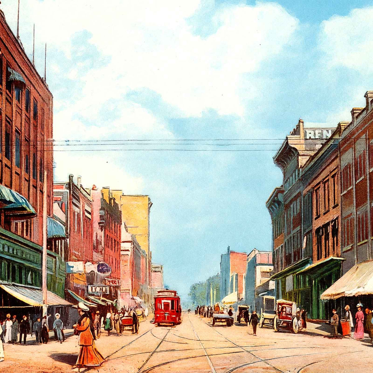 Third Avenue East from 19th Street Birmingham Alabama in 1906 Vintage Print