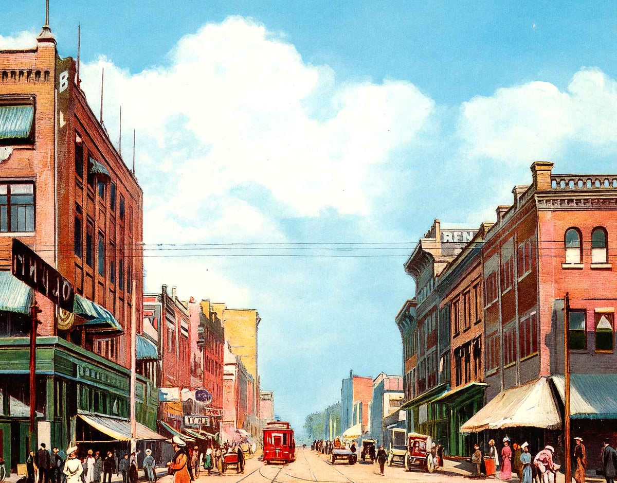 Third Avenue East from 19th Street Birmingham Alabama in 1906 Vintage Print