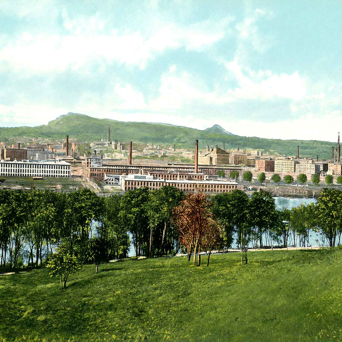 Holyoke MA Looking Toward Mount Tom in 1908 Vintage Print (7 Sizes) - Retouched
