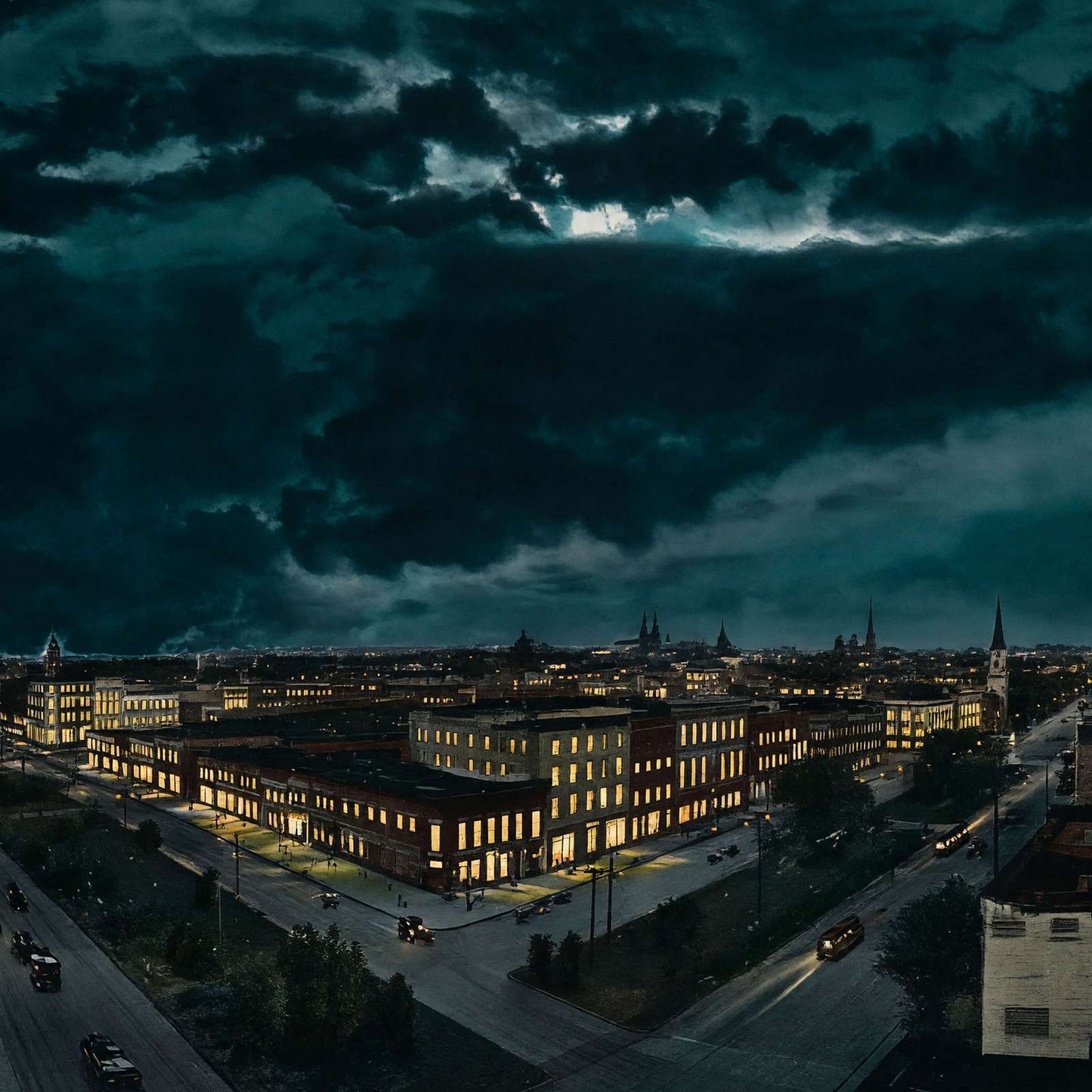 Bird's-Eye View of Macon at Night GA in 1904 Vintage Print (7 Sizes) - Restored