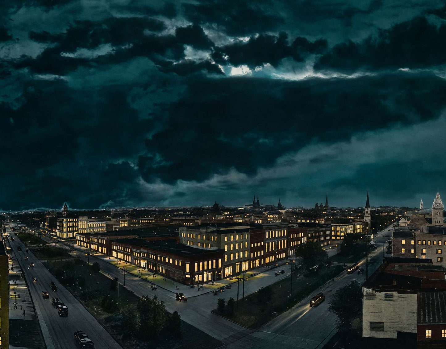 Bird's-Eye View of Macon at Night GA in 1904 Vintage Print (7 Sizes) - Restored