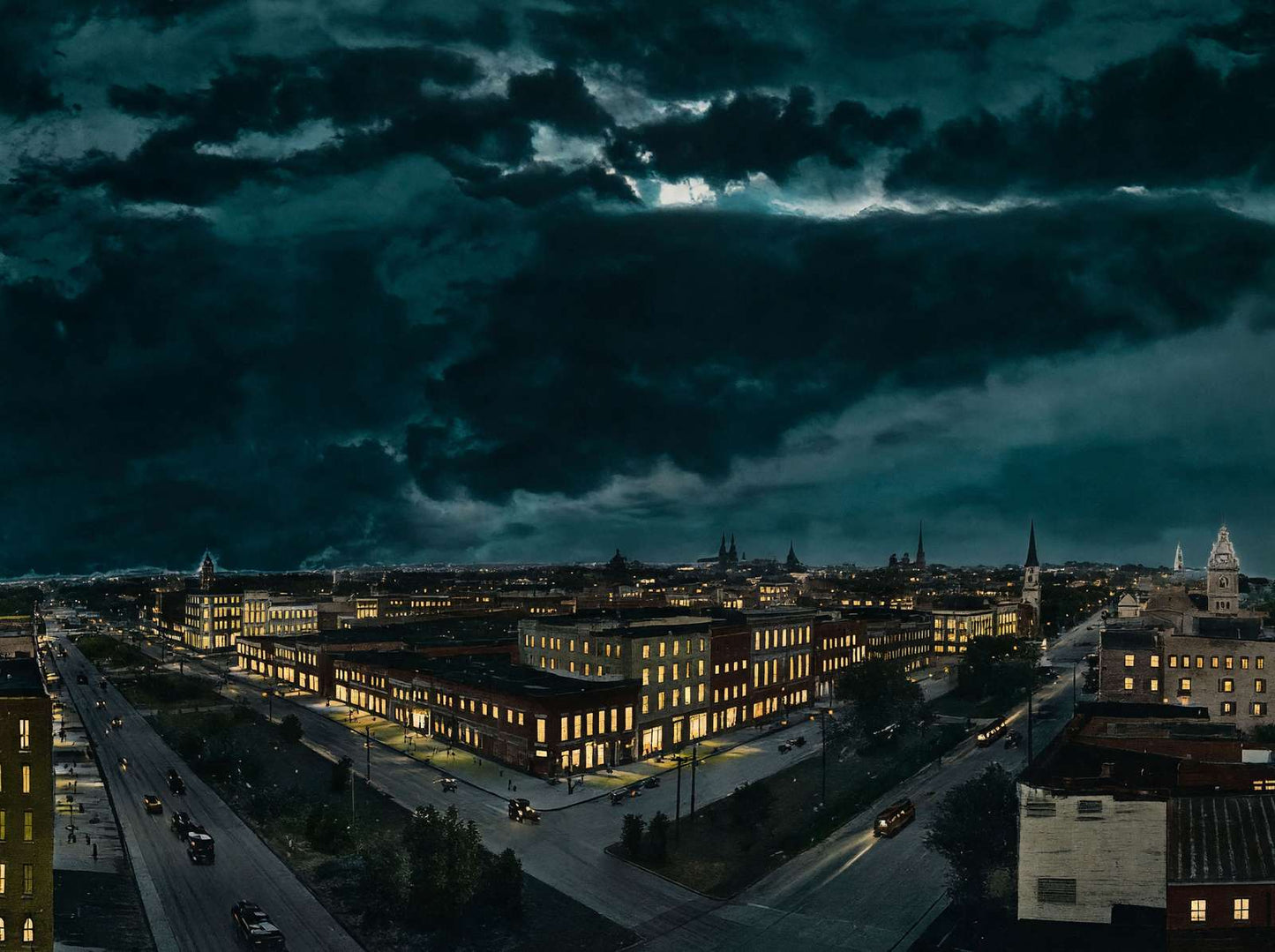 Bird's-Eye View of Macon at Night GA in 1904 Vintage Print (7 Sizes) - Restored