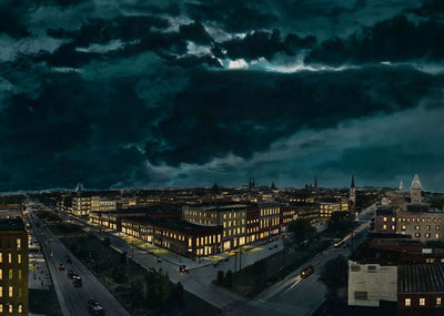 Bird's-Eye View of Macon at Night GA in 1904 Vintage Print (7 Sizes) - Restored