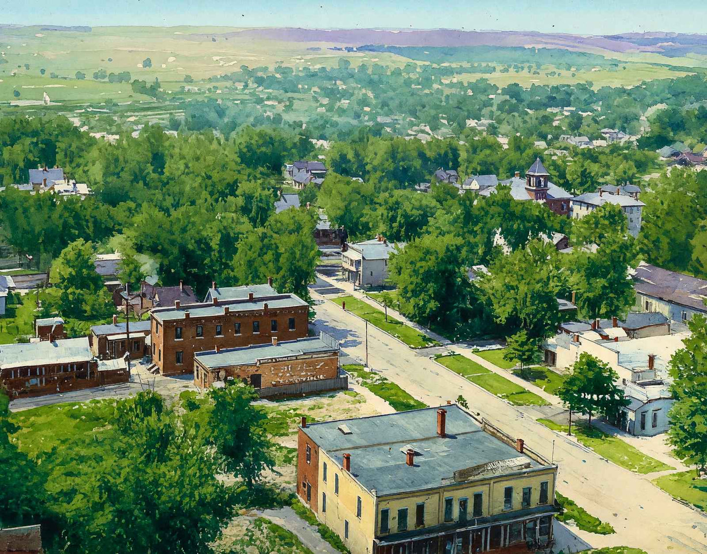Bird's-Eye View Marshalltown Iowa in 1905 Painting Print (7 Sizes)