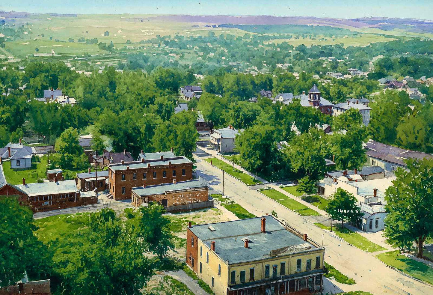 Bird's-Eye View Marshalltown Iowa in 1905 Painting Print (7 Sizes)