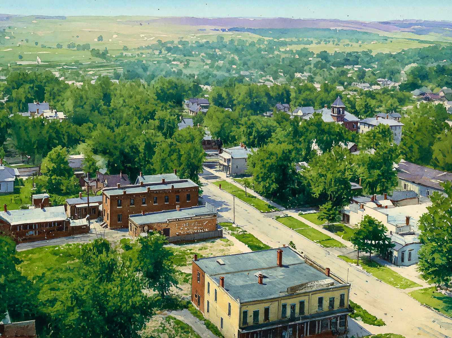 Bird's-Eye View Marshalltown Iowa in 1905 Painting Print (7 Sizes)
