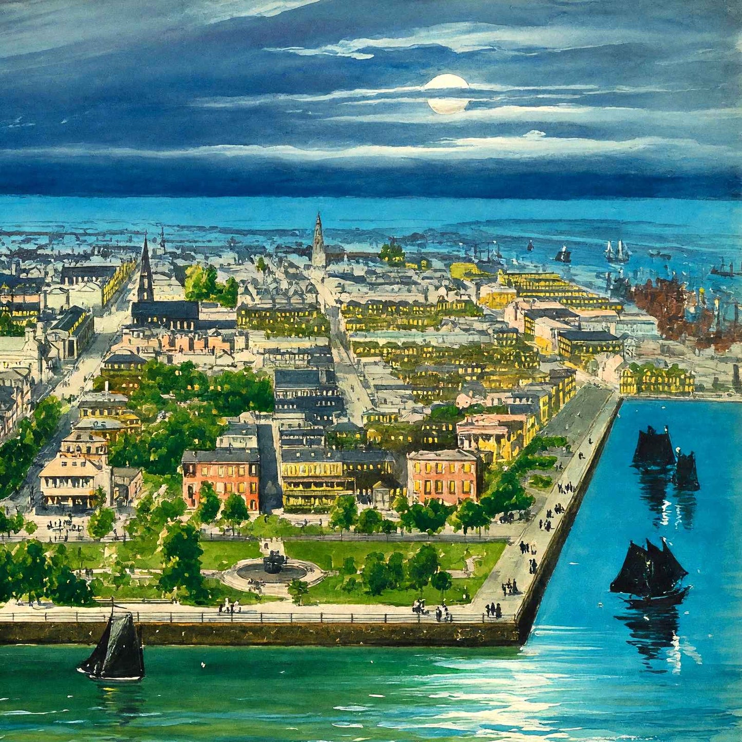 Bird's-Eye View Charleston in 1906 Art Print (7 Sizes) - Acid Free