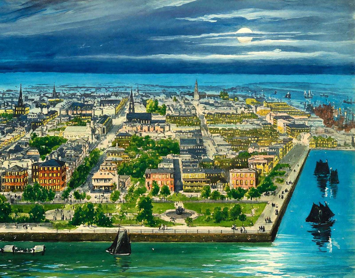 Bird's-Eye View Charleston in 1906 Art Print (7 Sizes) - Acid Free