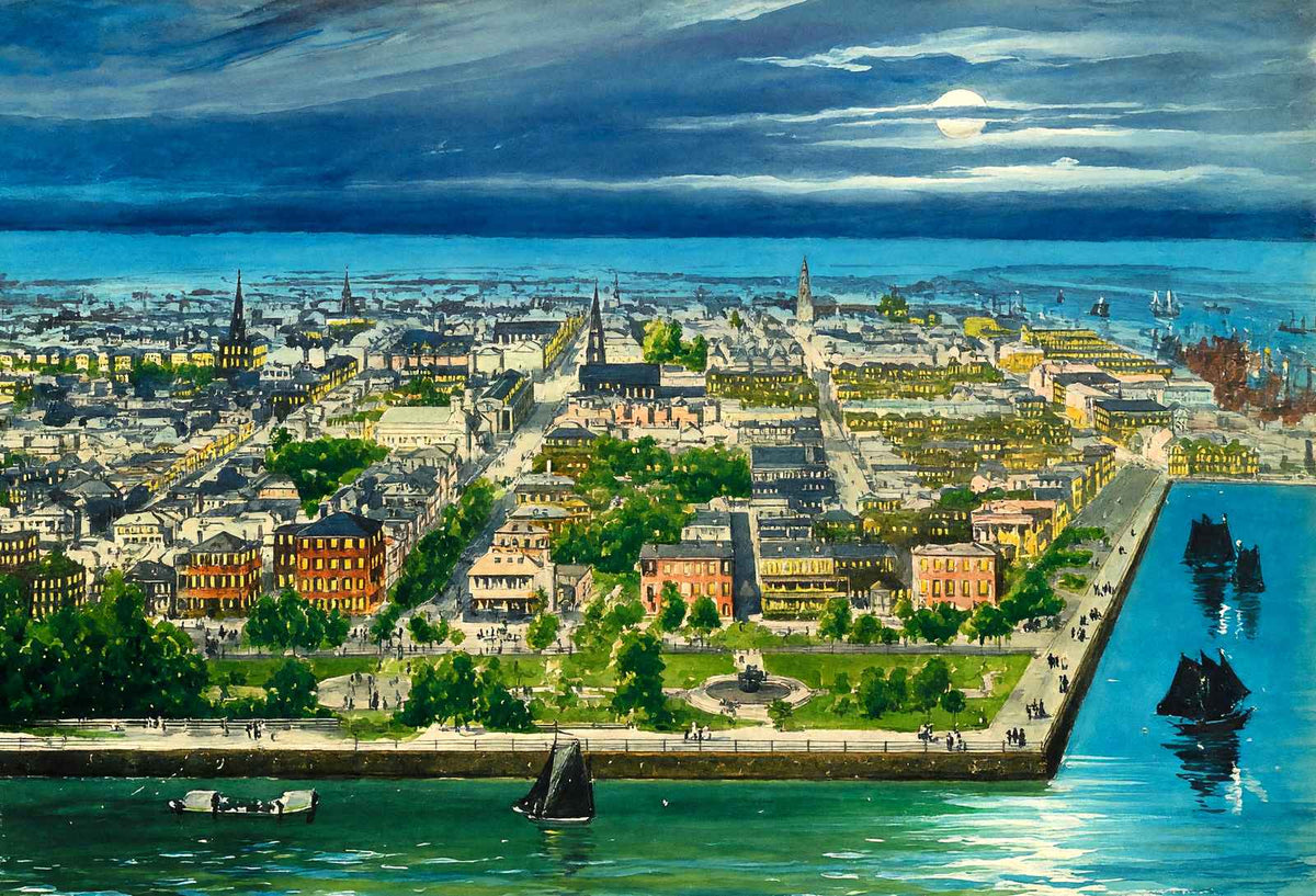 Bird's-Eye View Charleston in 1906 Art Print (7 Sizes) - Acid Free