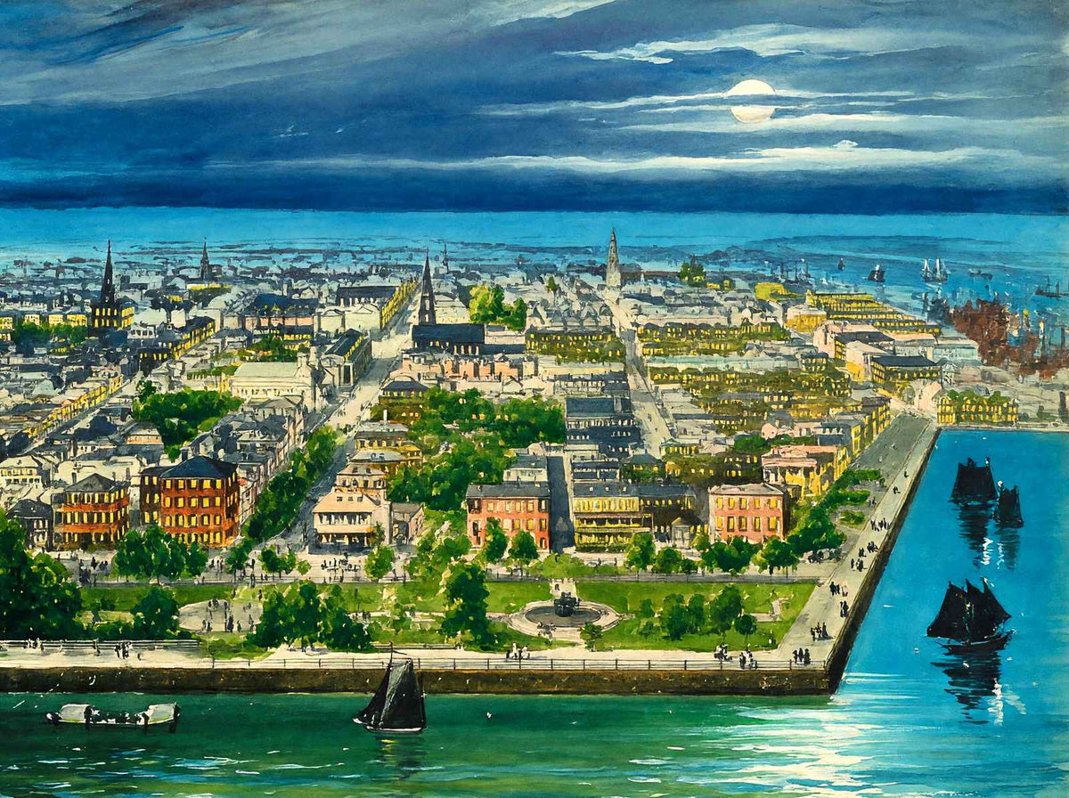 Bird's-Eye View Charleston in 1906 Art Print (7 Sizes) - Acid Free