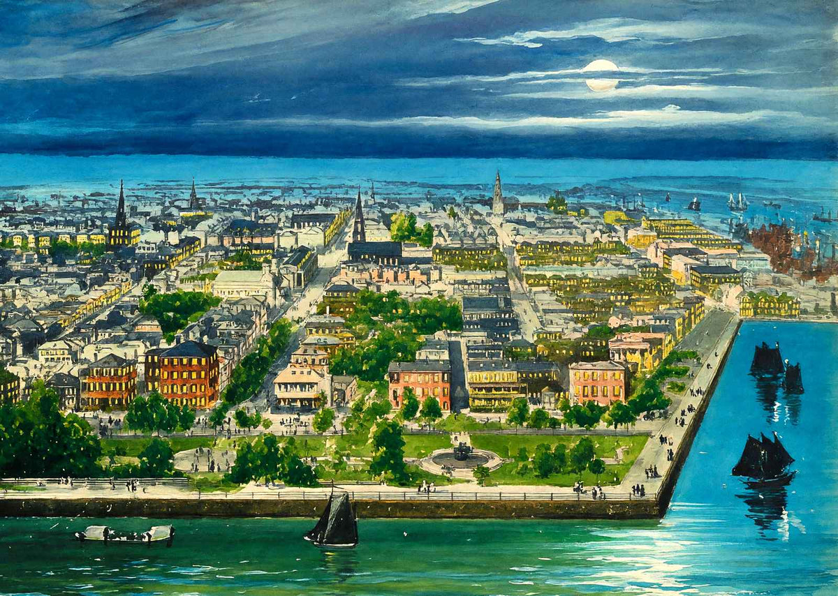Bird's-Eye View Charleston in 1906 Art Print (7 Sizes) - Acid Free