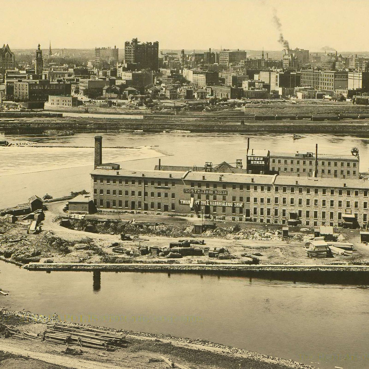 Bird's-Eye View of Minneapolis from the East Side in 1906 Vintage Print