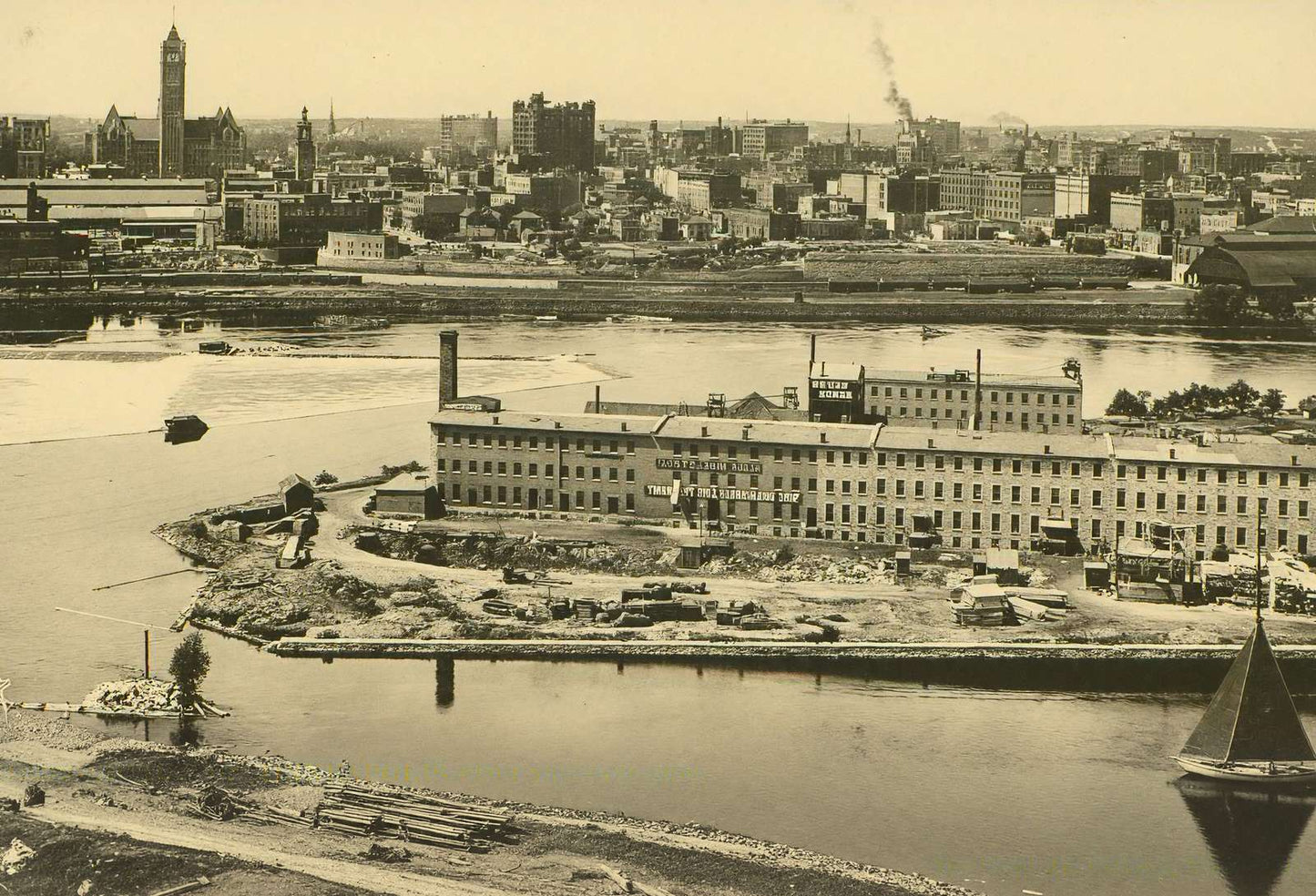 Bird's-Eye View of Minneapolis from the East Side in 1906 Vintage Print