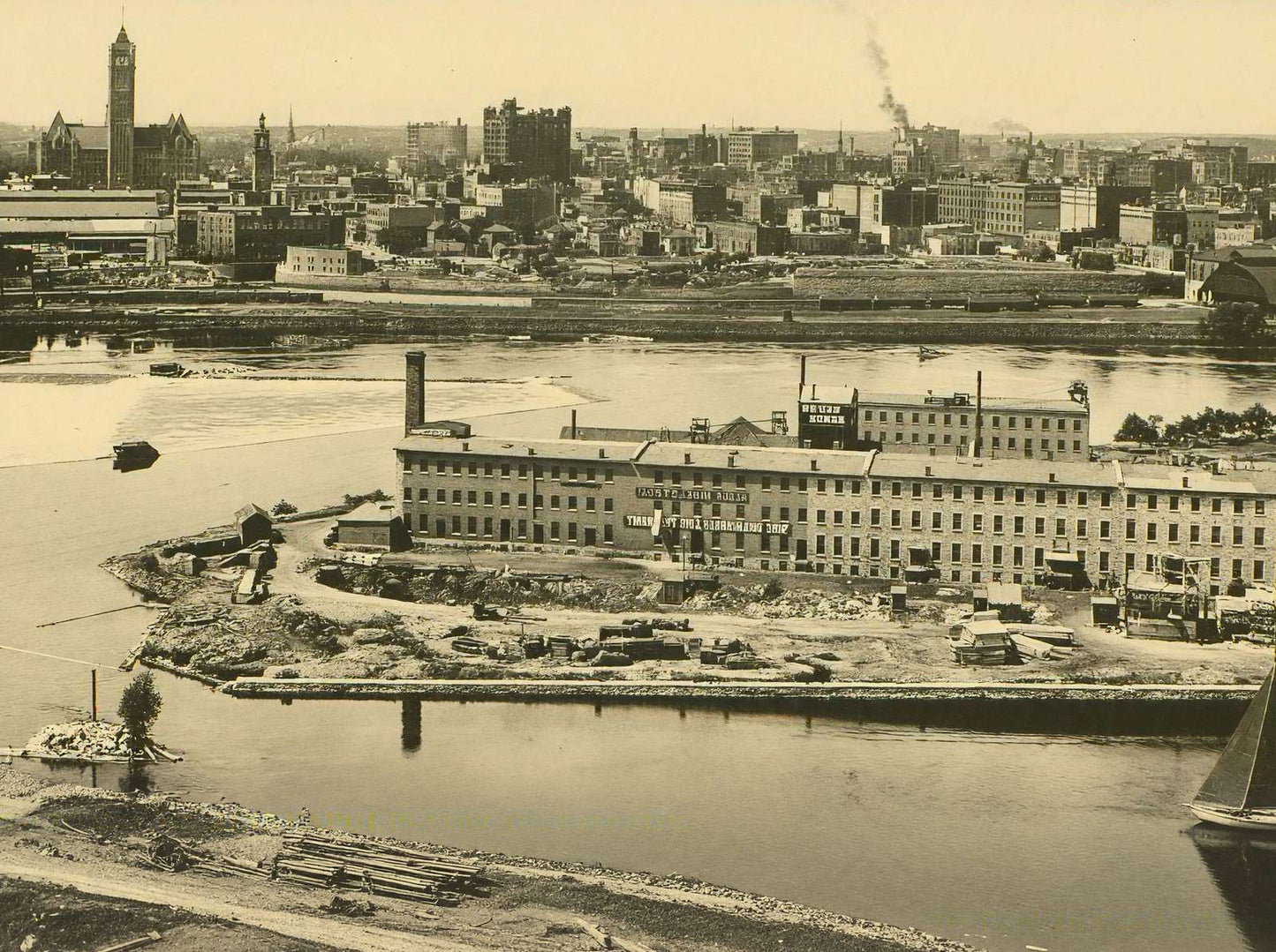 Bird's-Eye View of Minneapolis from the East Side in 1906 Vintage Print