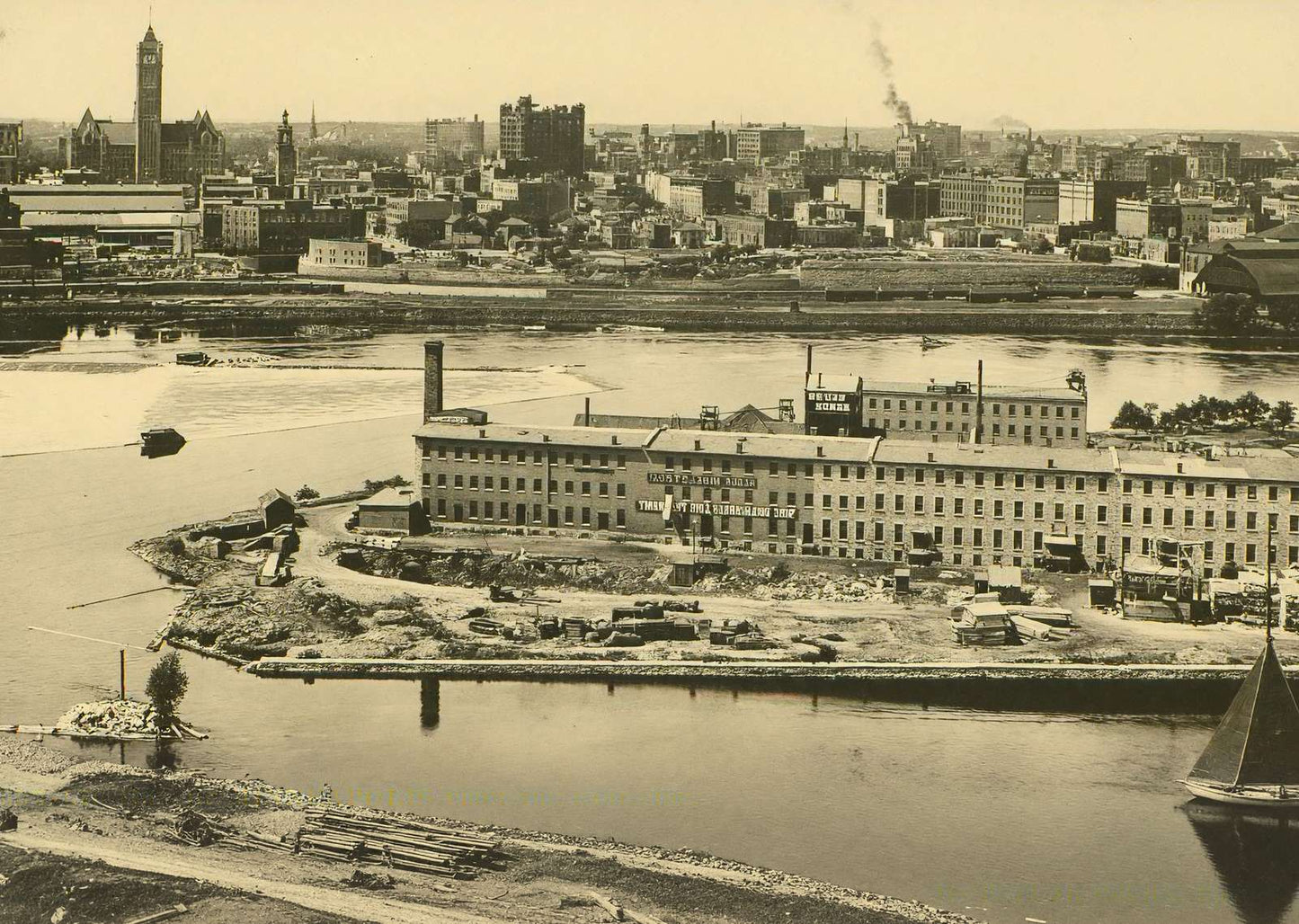 Bird's-Eye View of Minneapolis from the East Side in 1906 Vintage Print