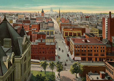 Bird's-Eye View from Cedar Street St Paul in 1906 Vintage Print (7 Sizes)