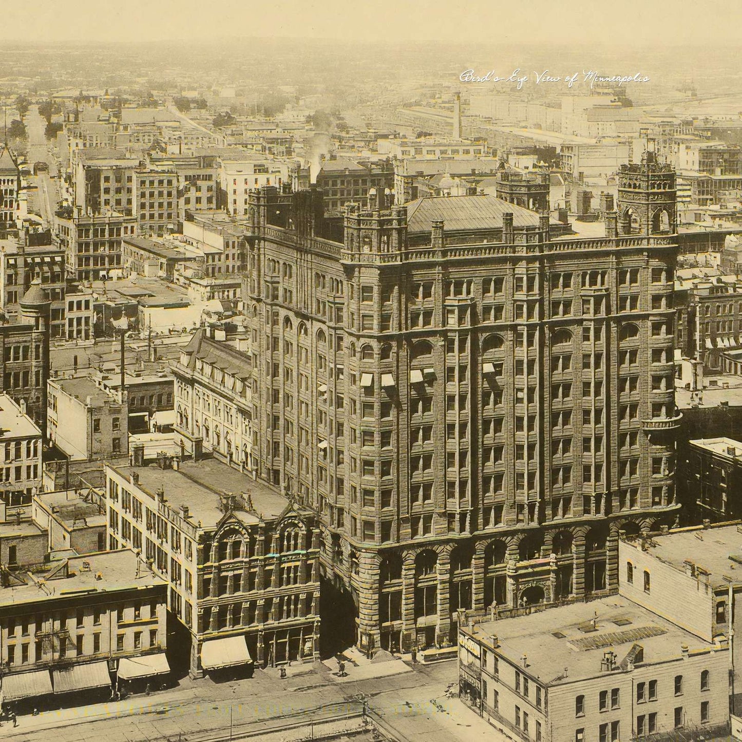 Bird's-Eye View of Minneapolis from Court House Tower in 1906 Vintage Print
