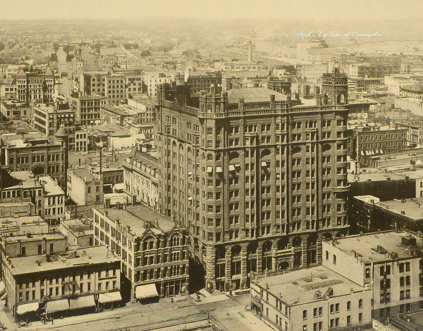 Bird's-Eye View of Minneapolis from Court House Tower in 1906 Vintage Print