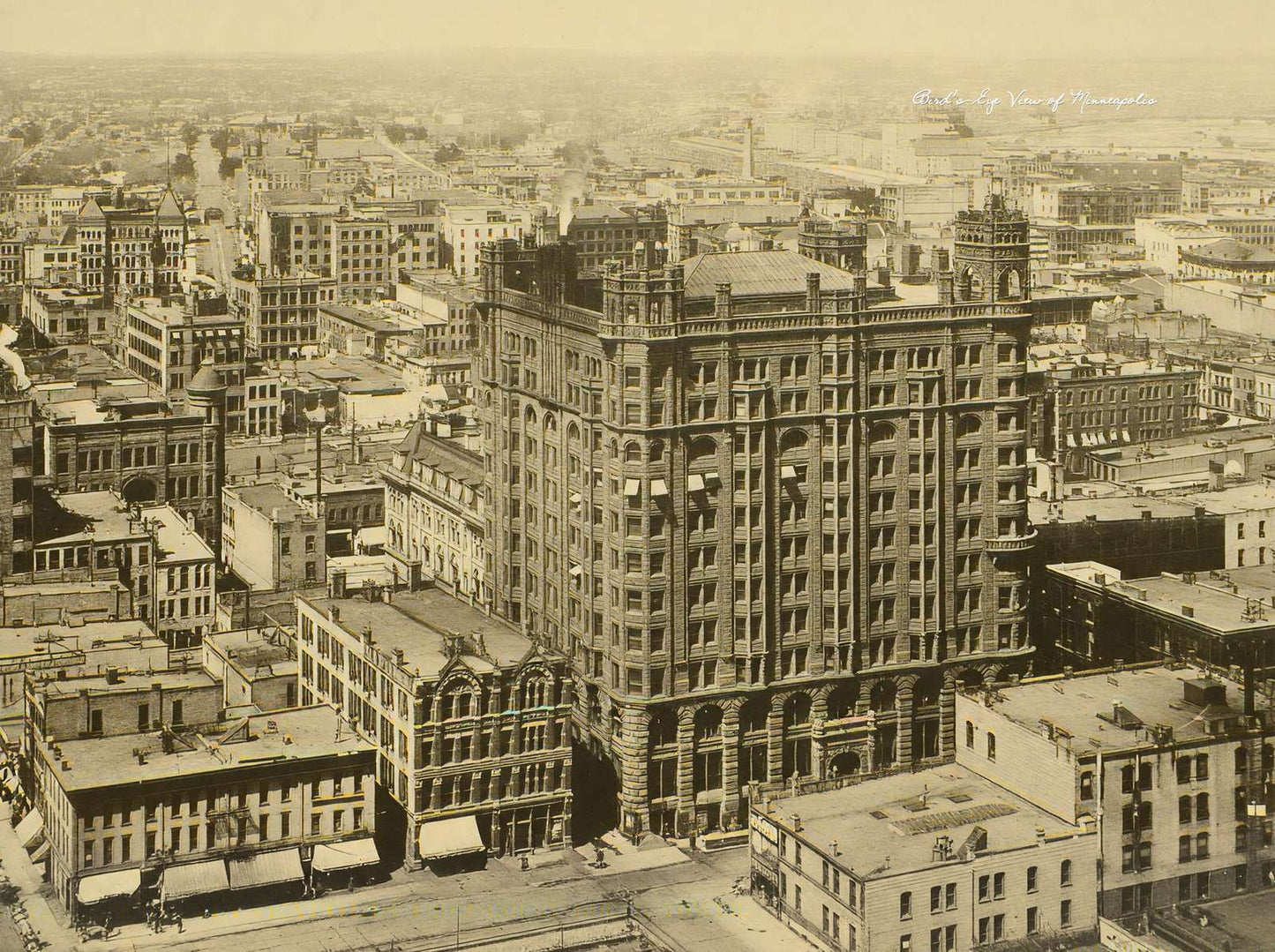 Bird's-Eye View of Minneapolis from Court House Tower in 1906 Vintage Print